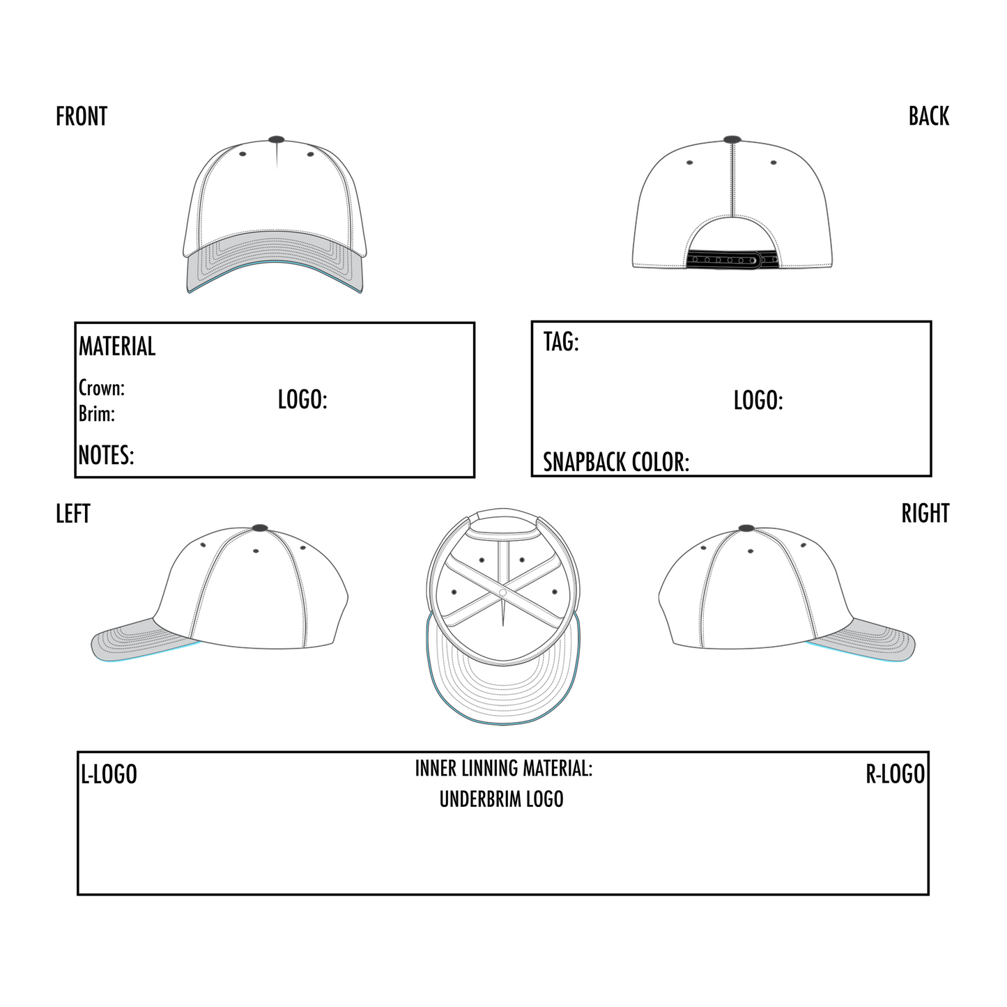 5 PANEL SNAPBACK HAT CURVED MOCKUP TEMPLATE